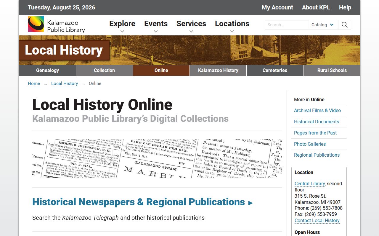 Kalamazoo County historical booking-record research source